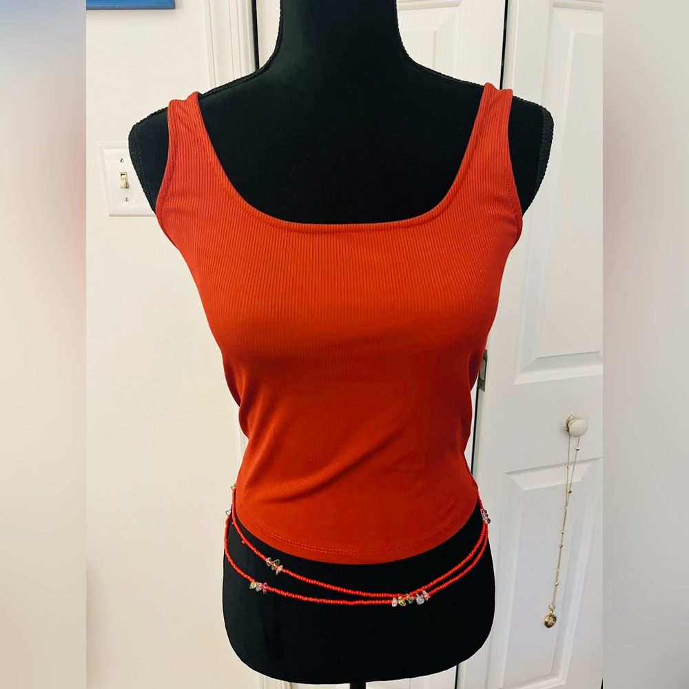 Love Red Ribbed Tank Top
